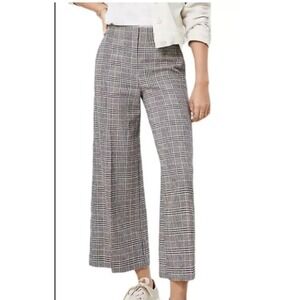Loft Womens Linen Blend Wide Leg Crop Paint Size‎ 8 Plaid Career Office Workwear